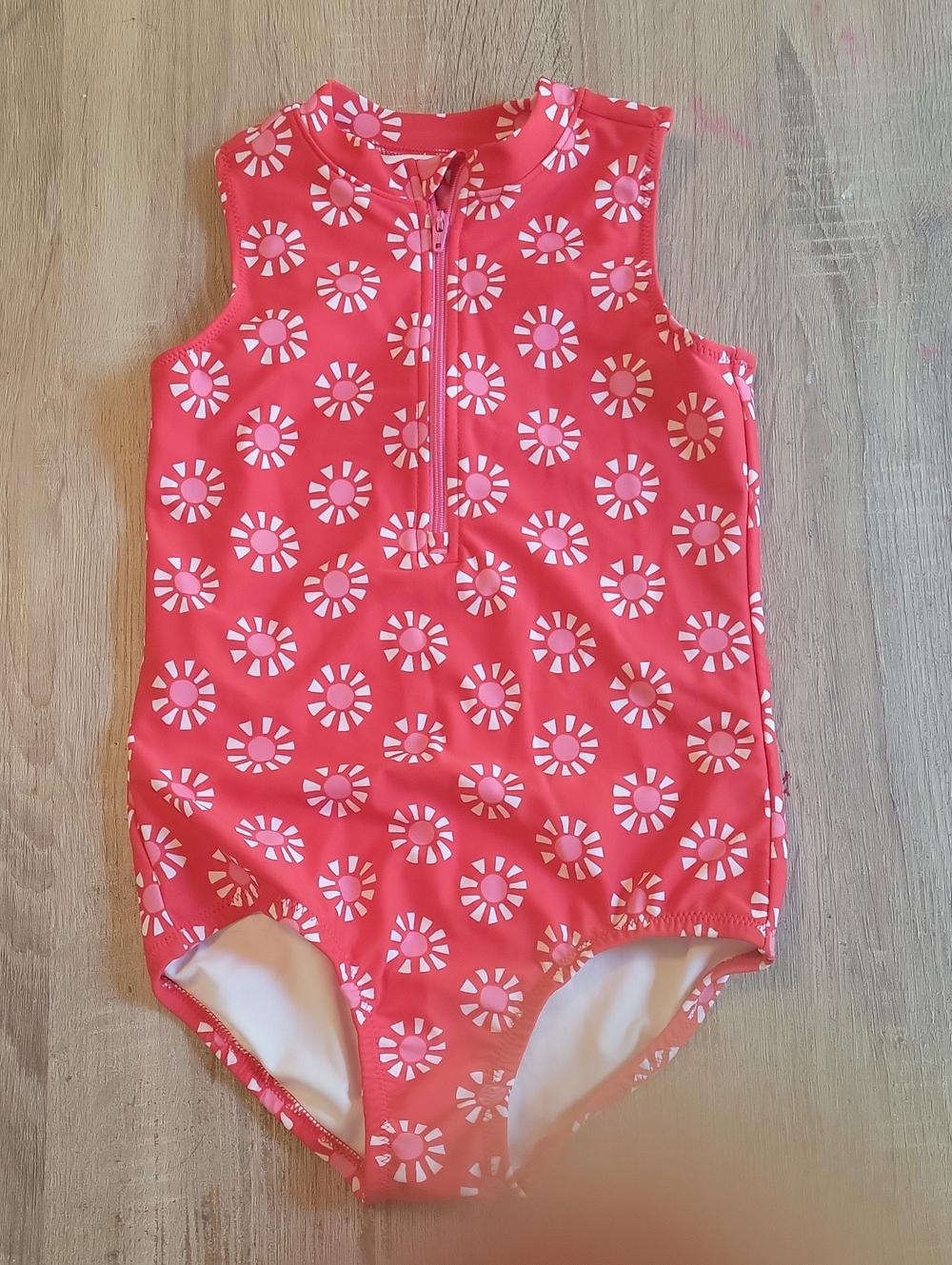 Primary Girls Red Zip Front One-Piece Swimsuit Size 6-7